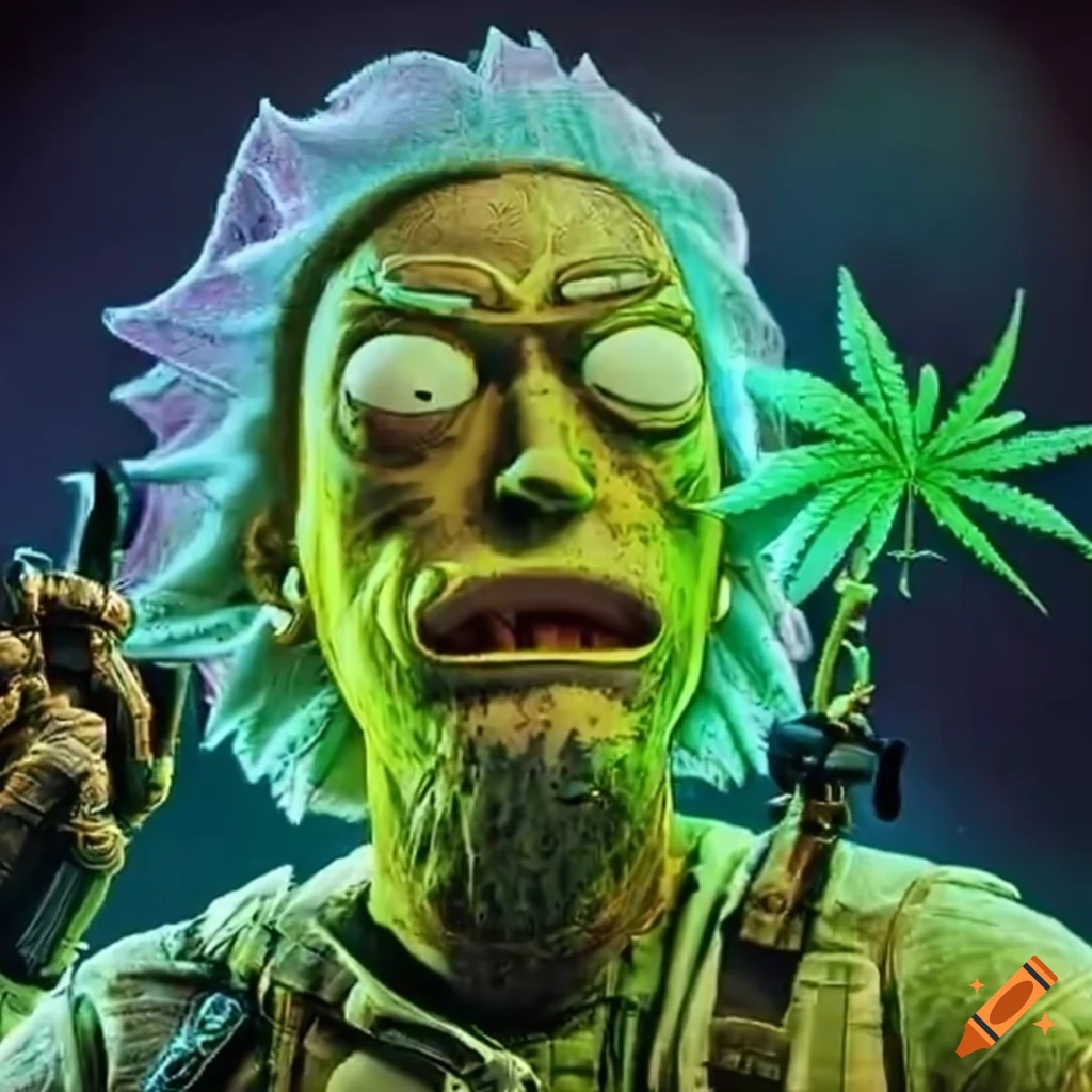 Artwork inspired by weed, call of duty, rick and morty