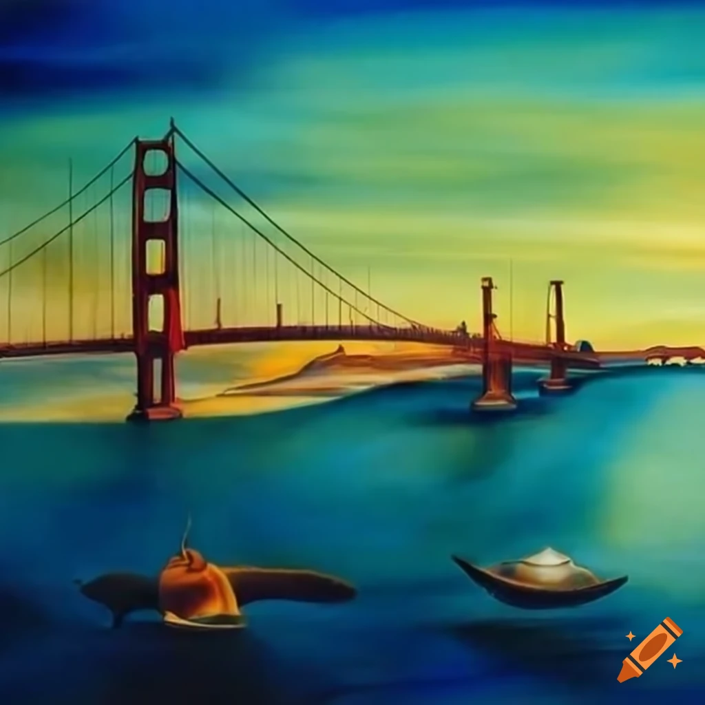 Salvador dali's painting of the golden gate bridge