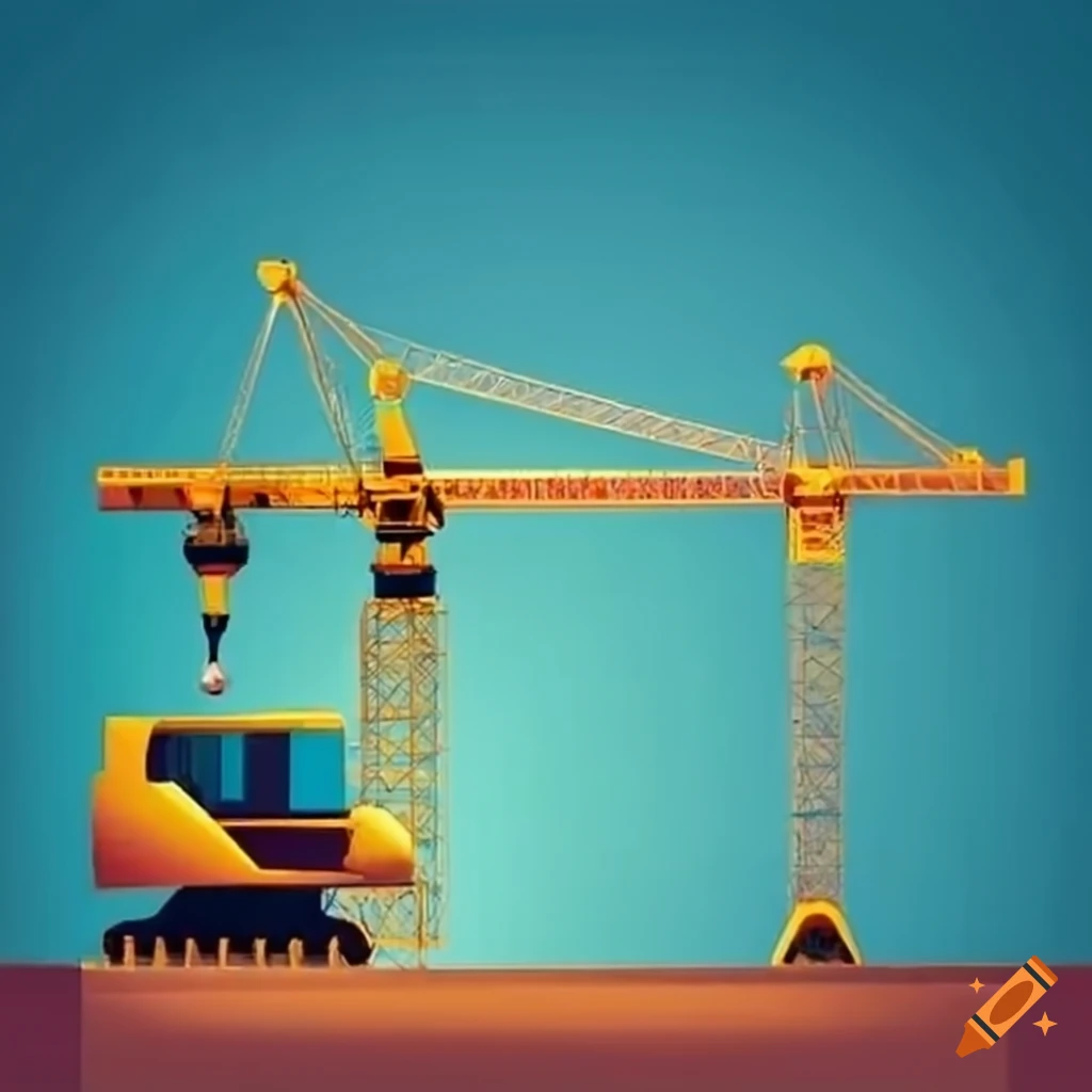 Digital art of a giant construction robot in a construction site on Craiyon