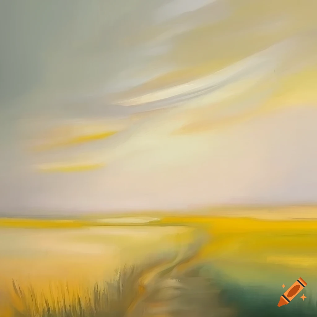 Abstract Oil Painting Of Wind Through Grassy Fields