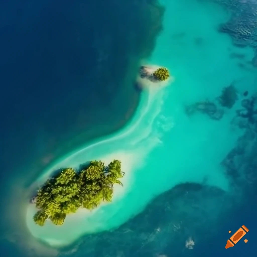 Aerial view of a tropical island