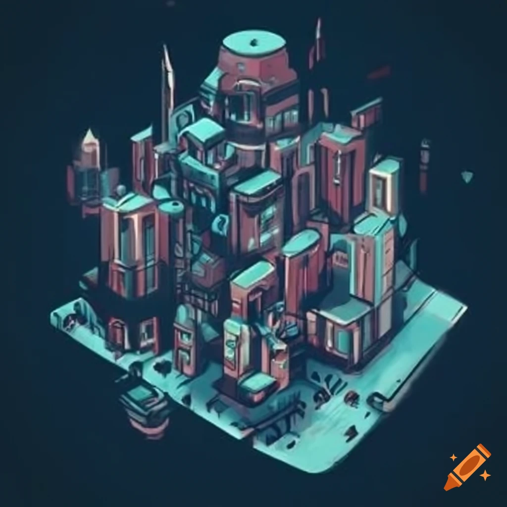Aerial view of a futuristic sci-fi building on Craiyon