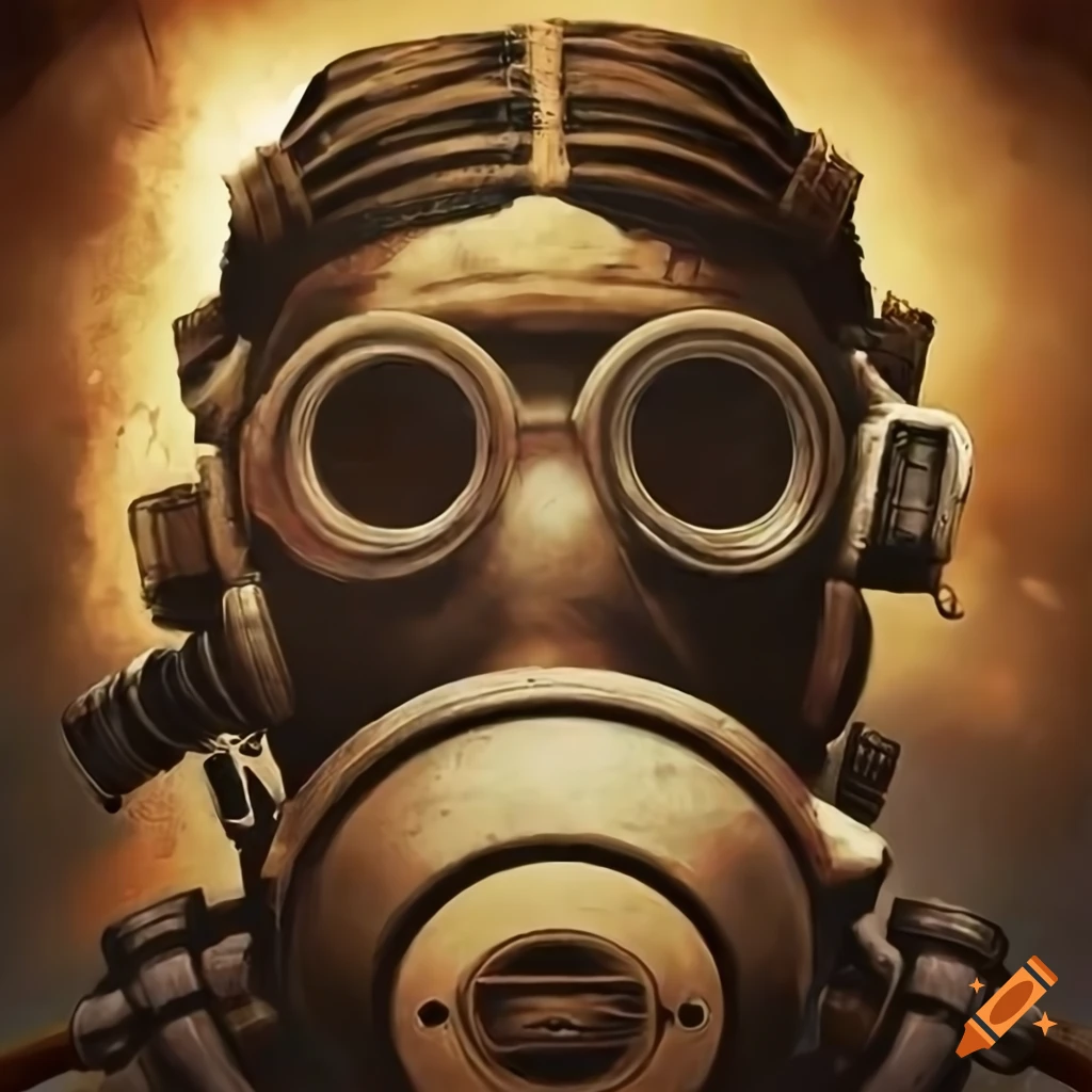 Aggrotech warzone album cover with gas masks on Craiyon