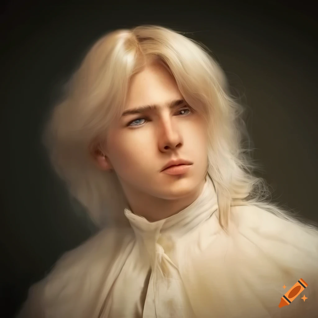 portrait of a man with platinum blond hair in 1800s attire