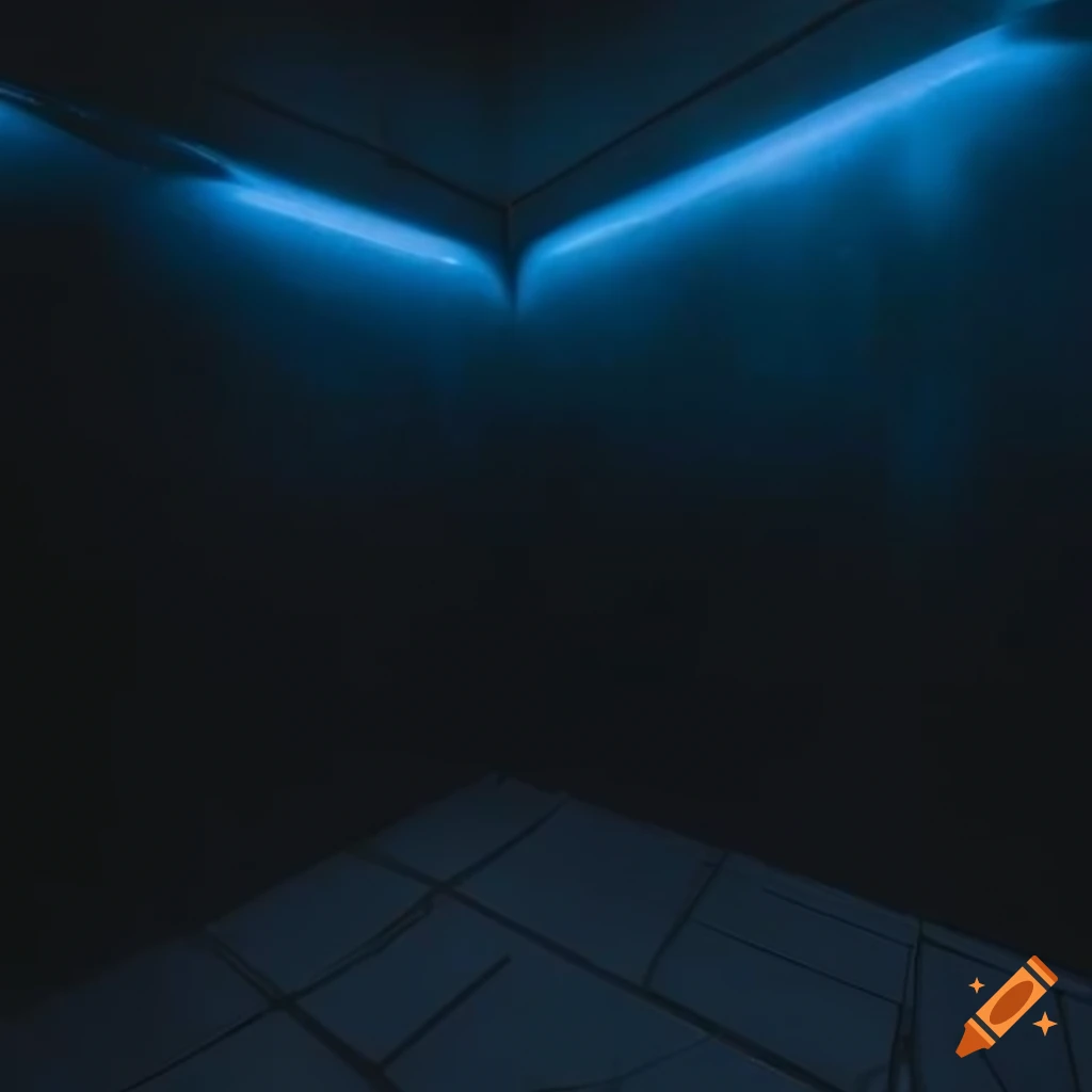 Dark room with neon lights and latex walls