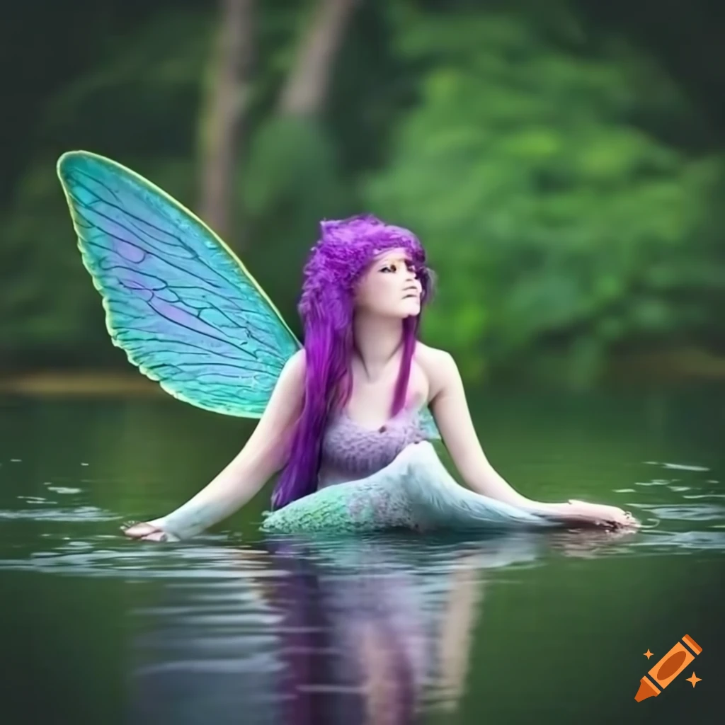 image of a fairy sitting in a lake surrounded by magical creatures