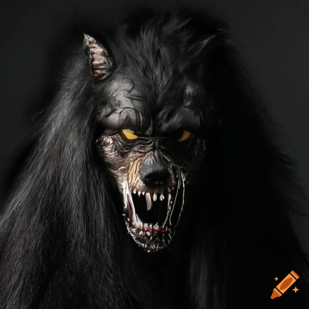 Artwork of a ferocious metalhead werewolf on Craiyon