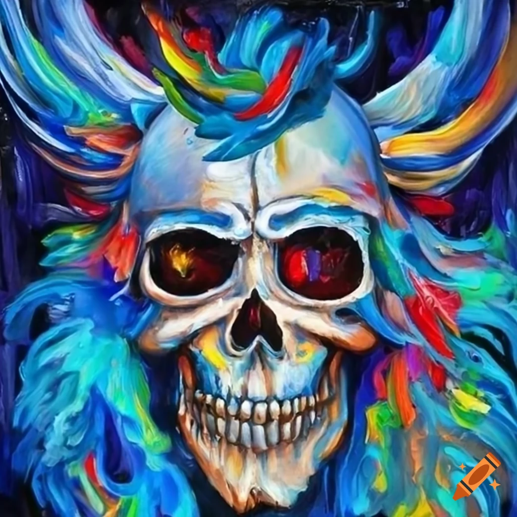 blue phoenix jolly roger skull artwork
