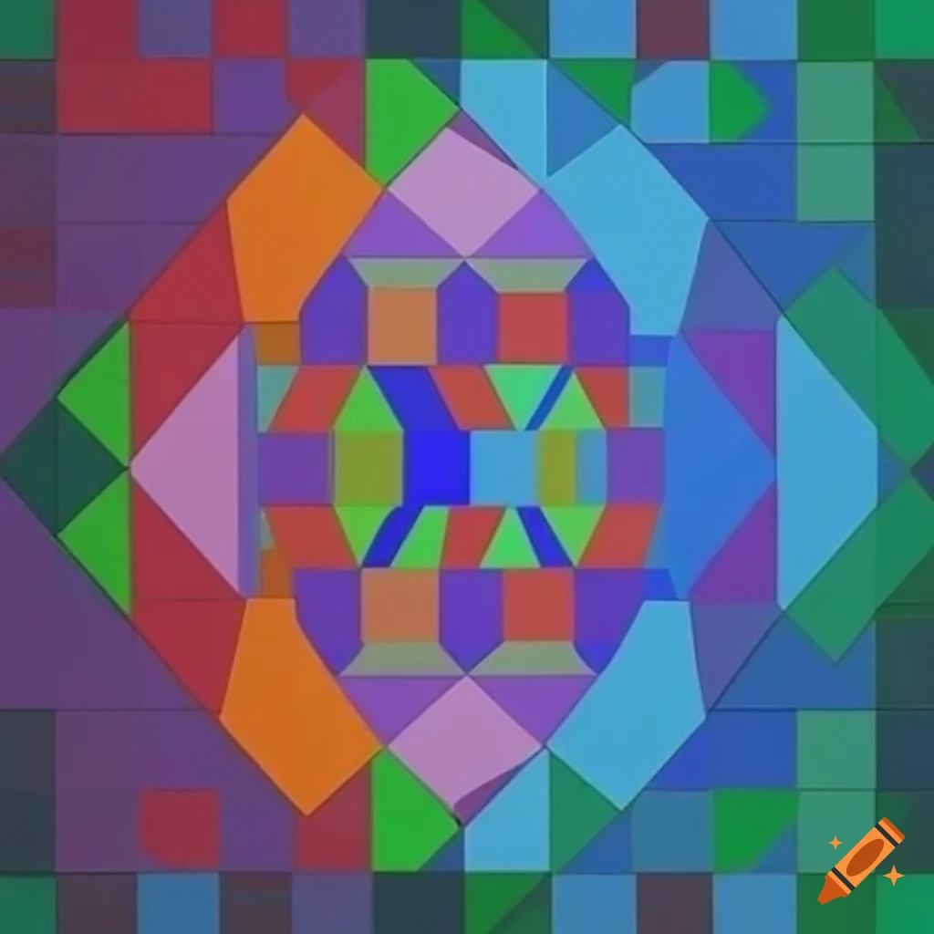 Geometric surreal illusions in colorful architecture on Craiyon