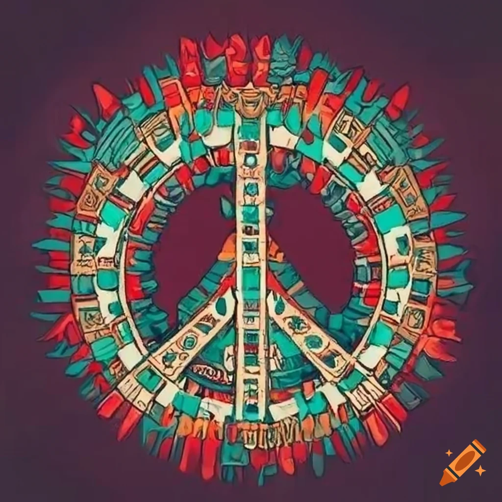 Aztec pattern peace symbol