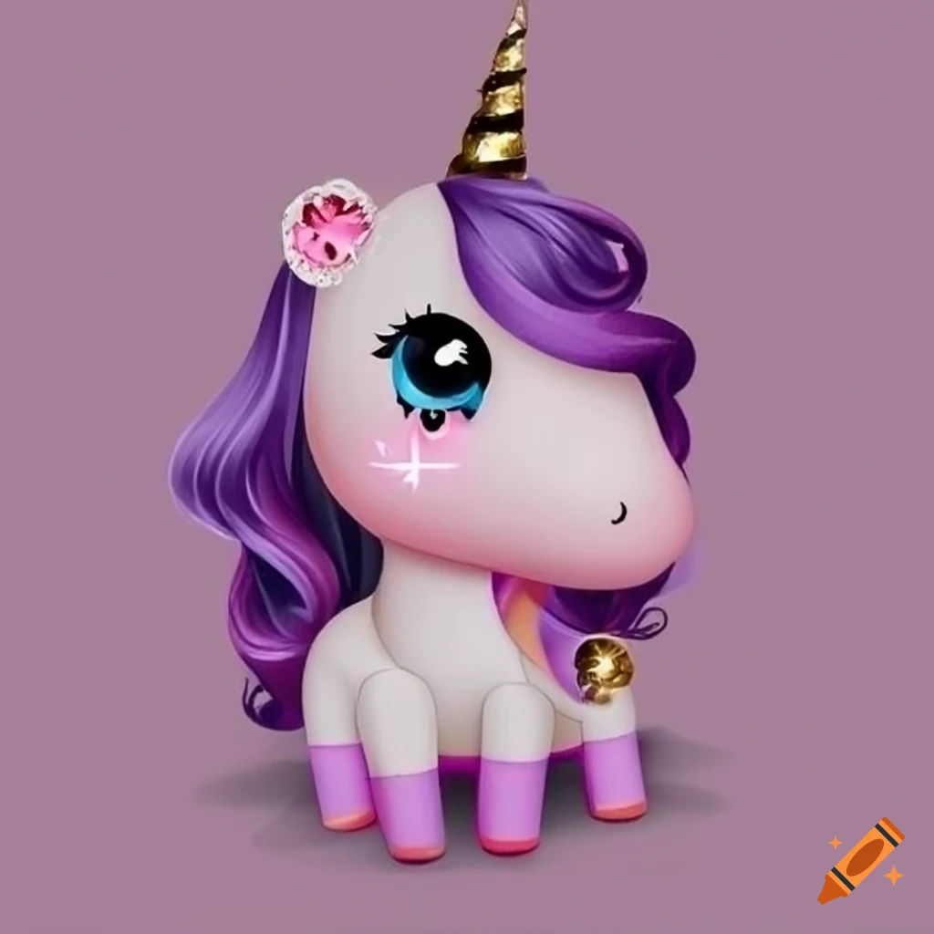cute pink and purple unicorn with gold accents
