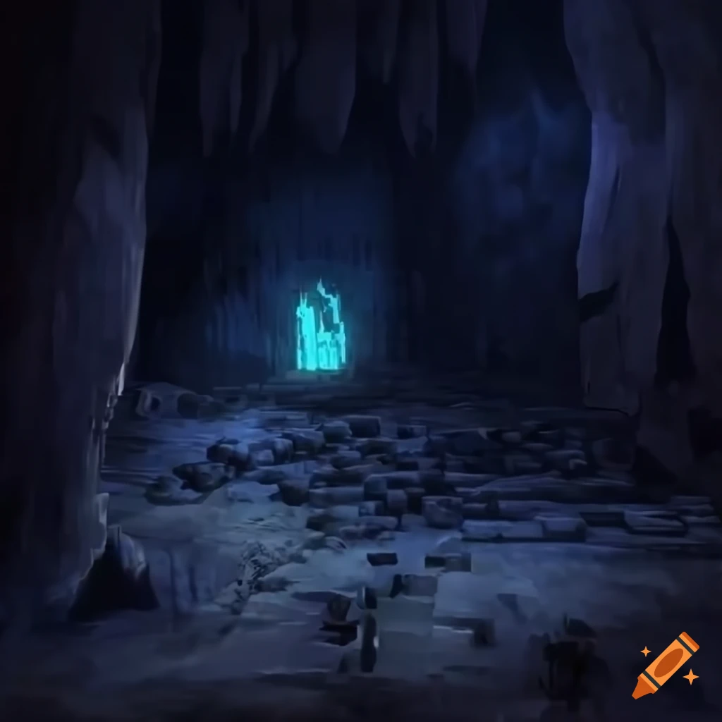 Gaming art of an enormous cave in an abandoned gold mine on Craiyon