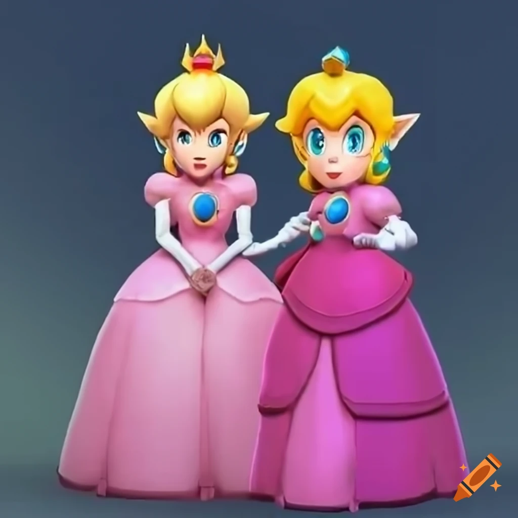 Princess Peach and Link in swapped costumes