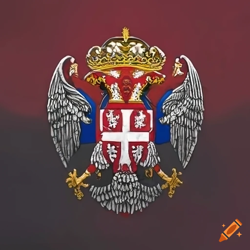 Dark serbian empire flag with orthodox cross