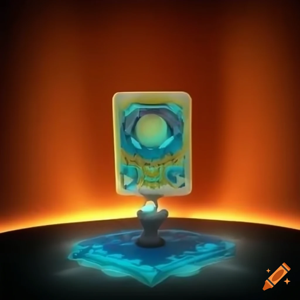 3D Pokémon card on a pedestal