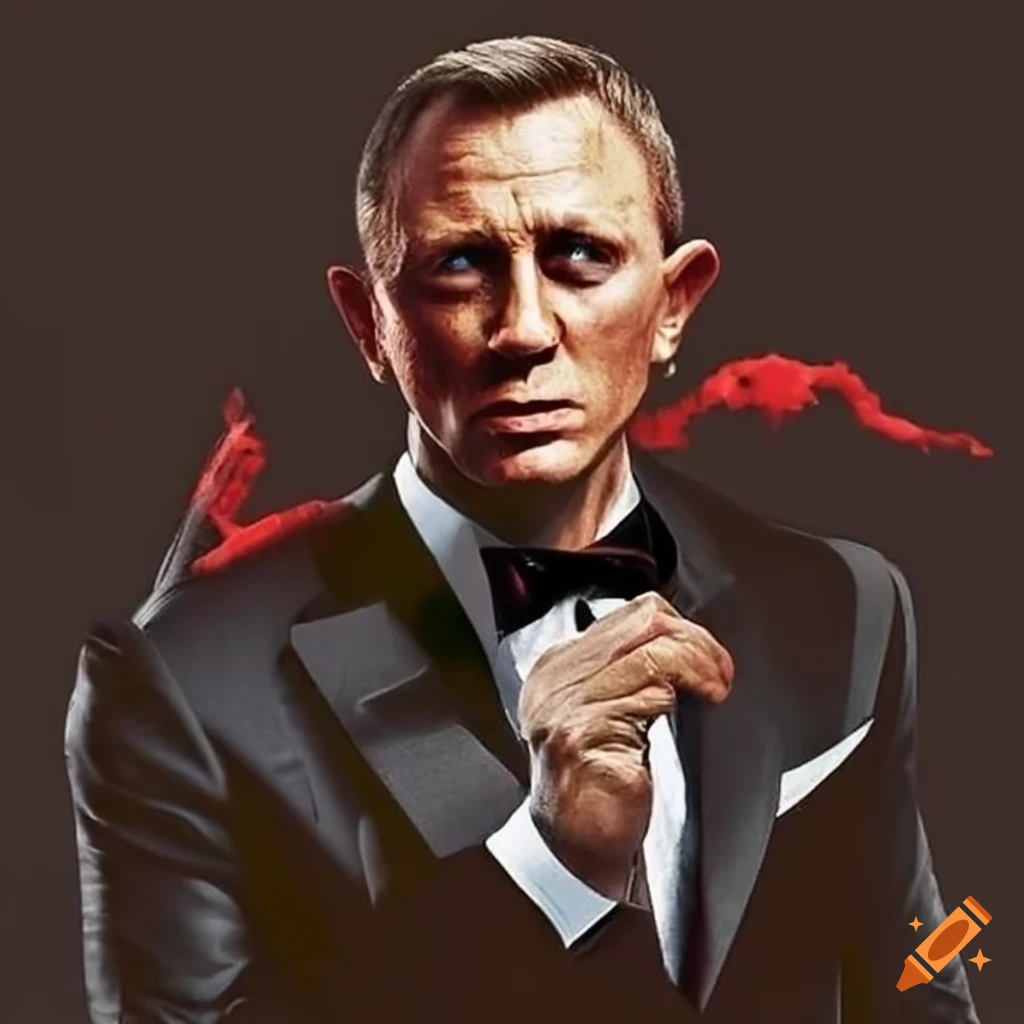James Bond with a red Ferrari