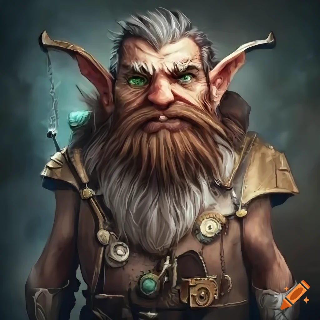 Photorealistic portrait of a male rock gnome from dungeons & dragons