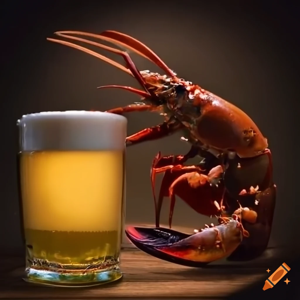 Delicious lobster with beer on Craiyon