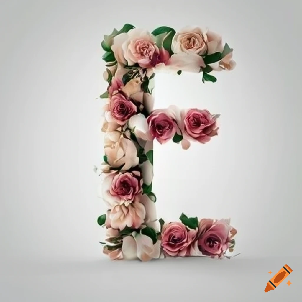 floral letter E on white background