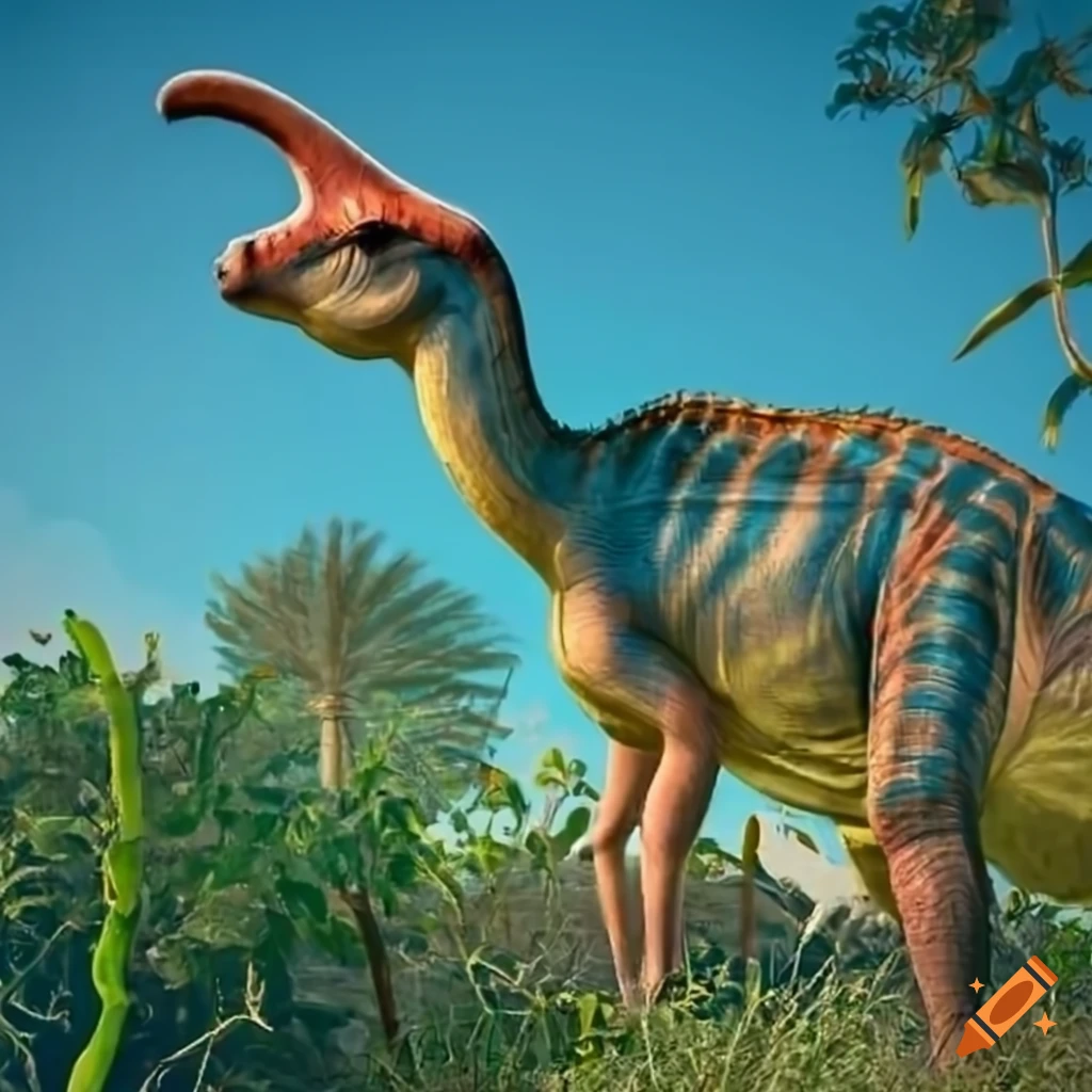 Blue Parasaurolophus In Tall Vegetation