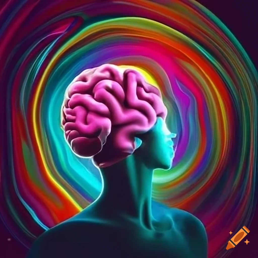 Bright and vibrant logo with a brain on craiyon