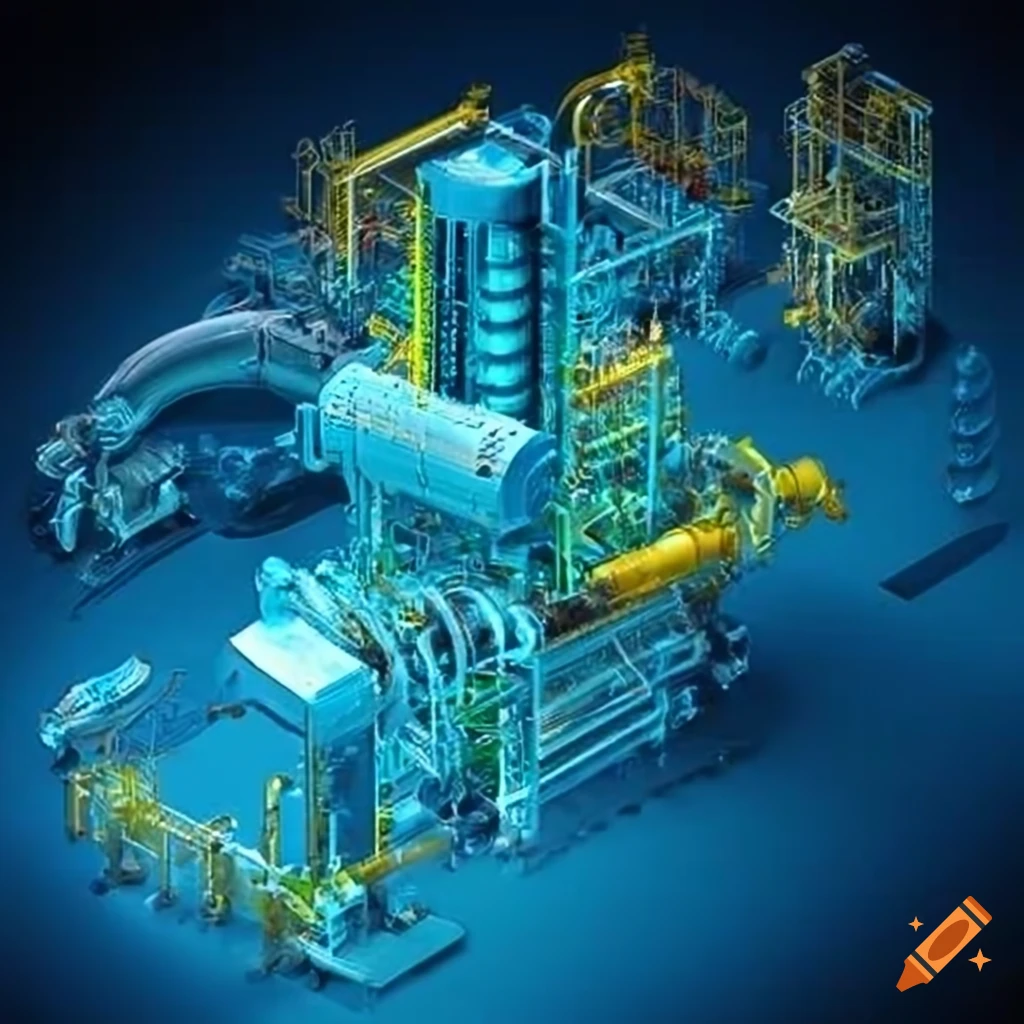 transparent banner of a piping system connected to a compressor