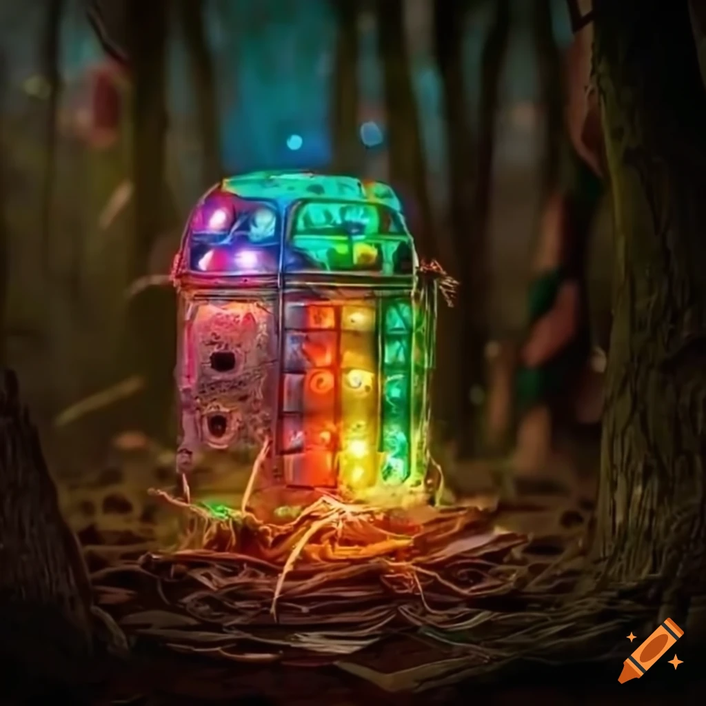 crafting a spaceship from a refrigerator box in the woods