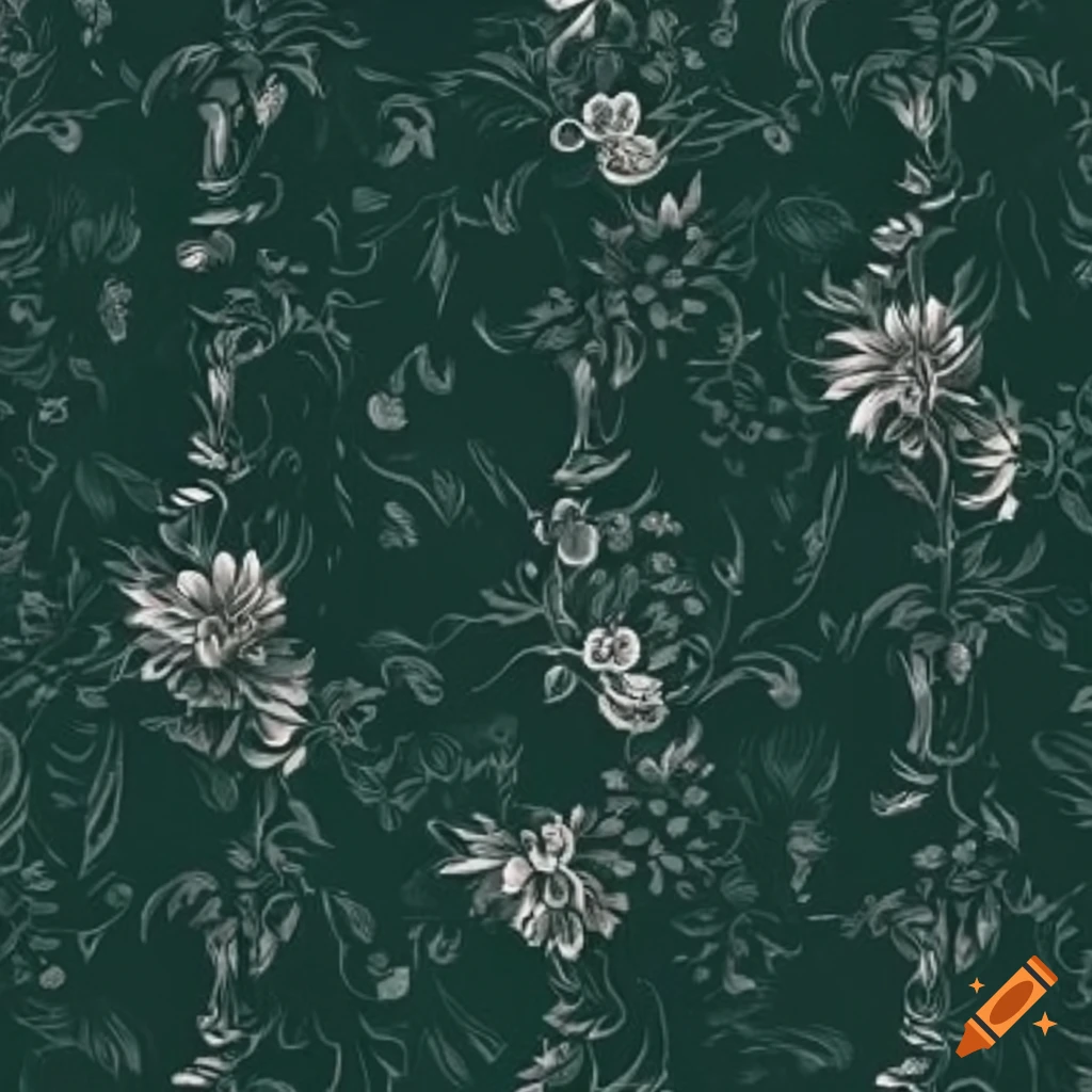 green seamless floral wallpaper from the 19th century