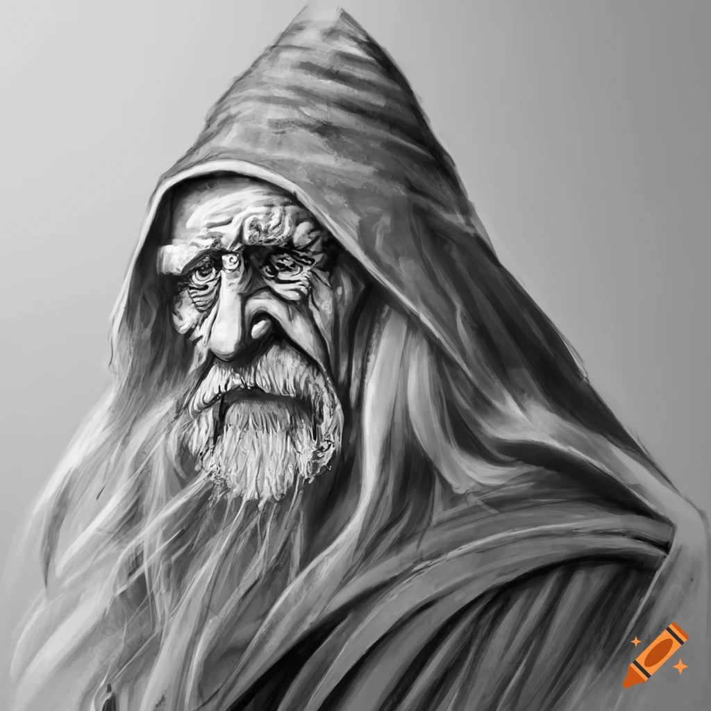 image of an old wizard in black robes