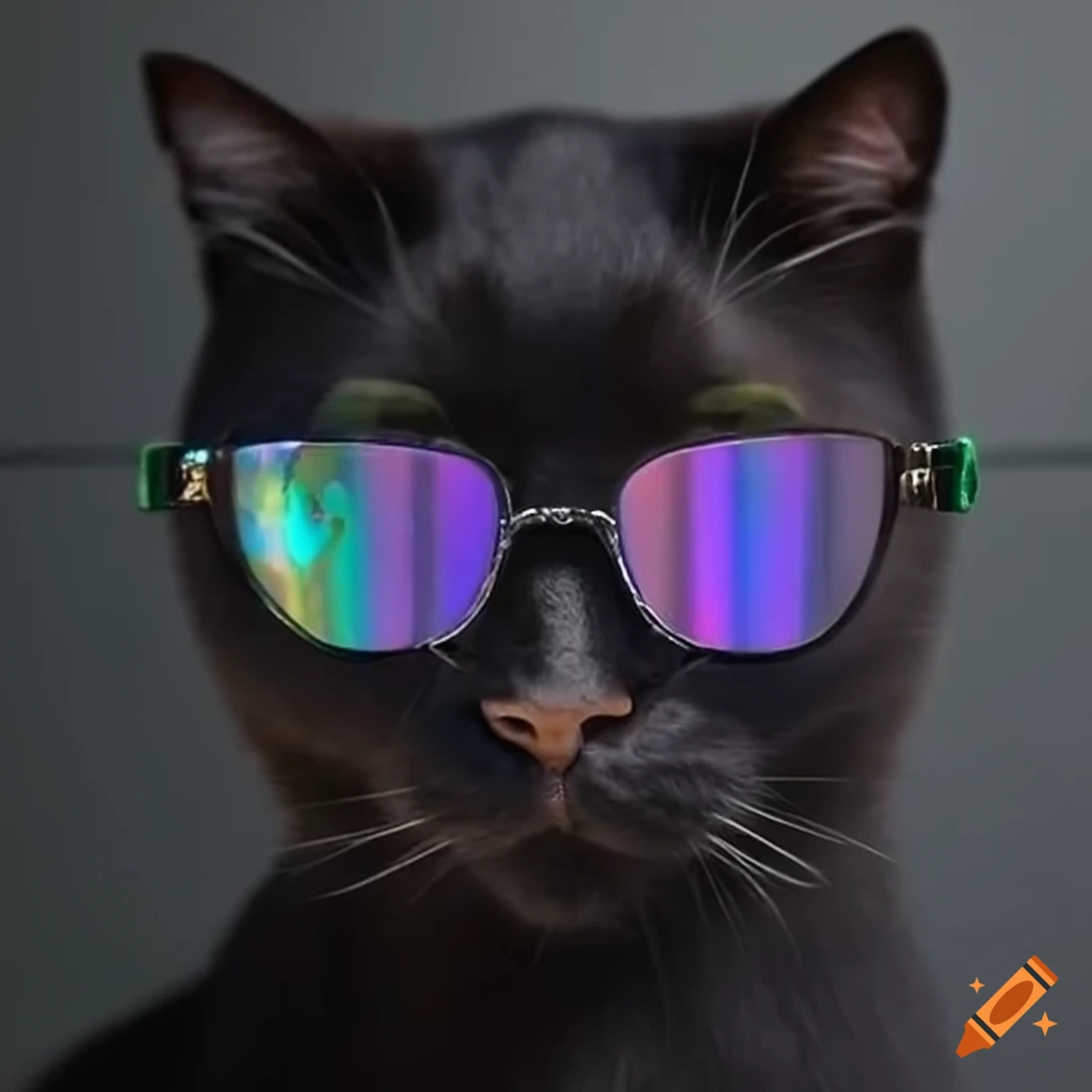 black cat wearing sunglasses