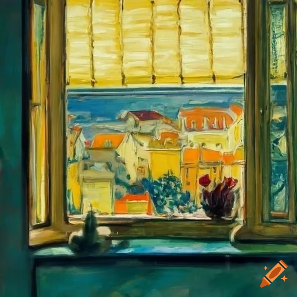 View of a room with flowers in front of a window on Craiyon