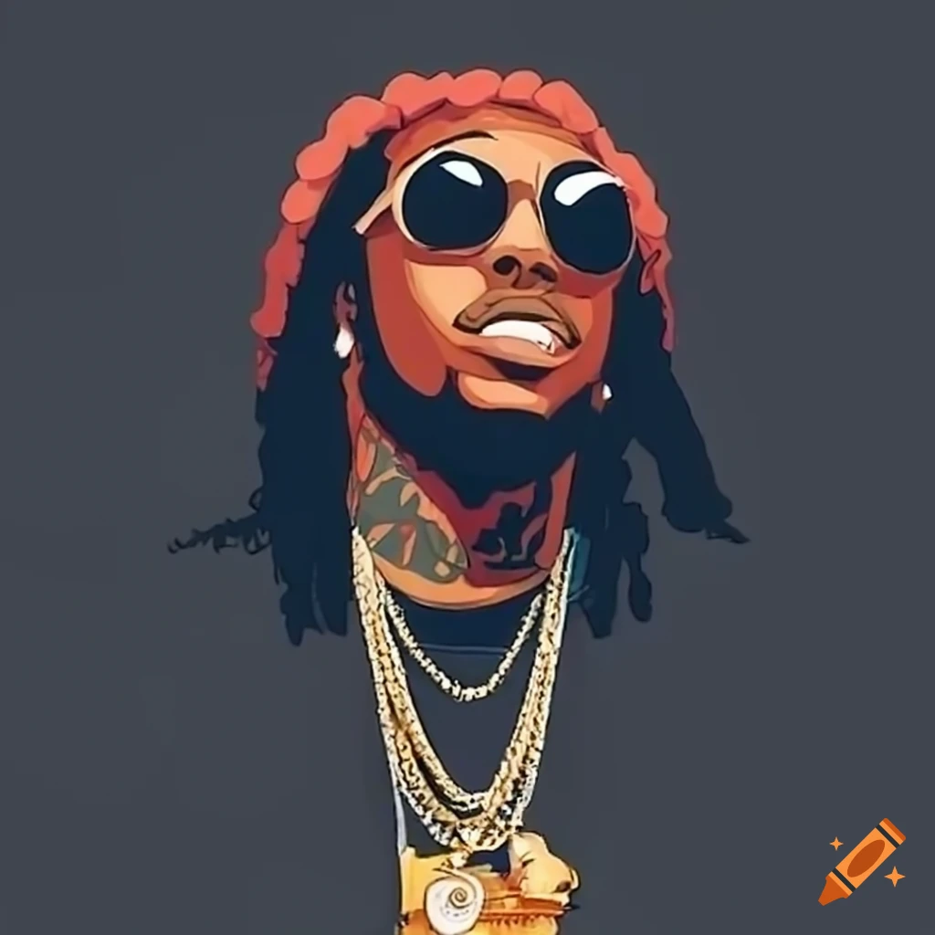 Disney-style animation of rapper takeoff on Craiyon