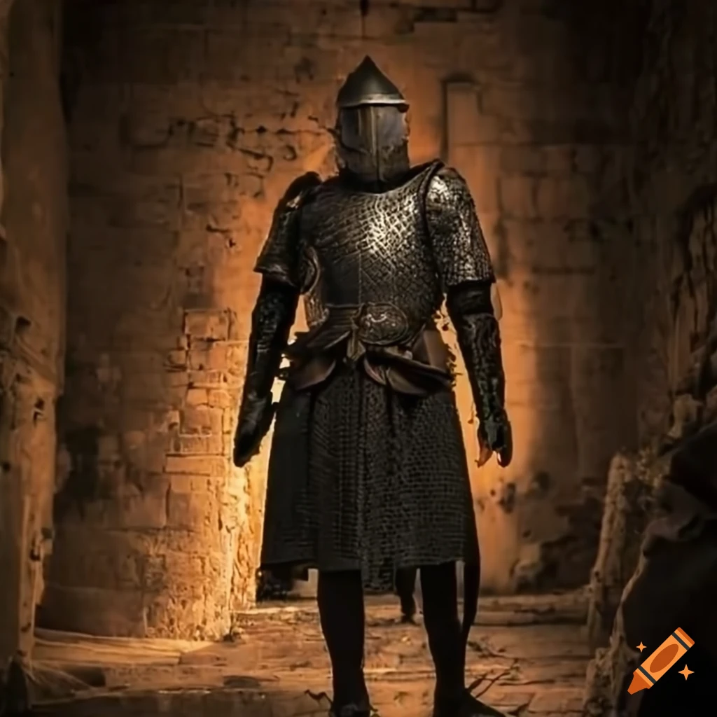 Image of a man in chainmail armor with a cold backdrop on Craiyon