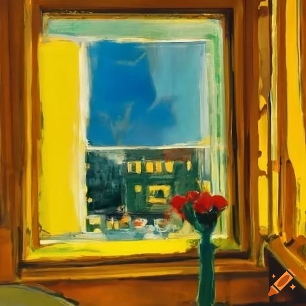 view through a window with flowers in front