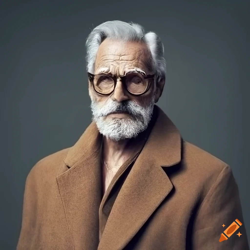 Stylish older man with grey hair and glasses