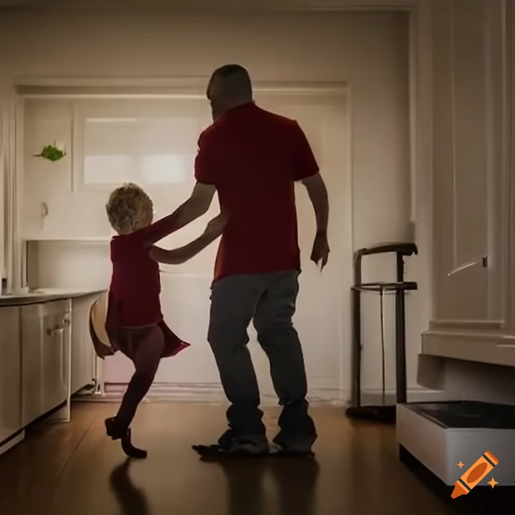Man and daughter running from the kitchen on Craiyon