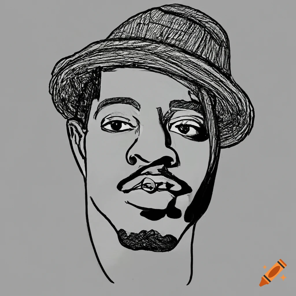 Minimalist line drawing of andre 3000