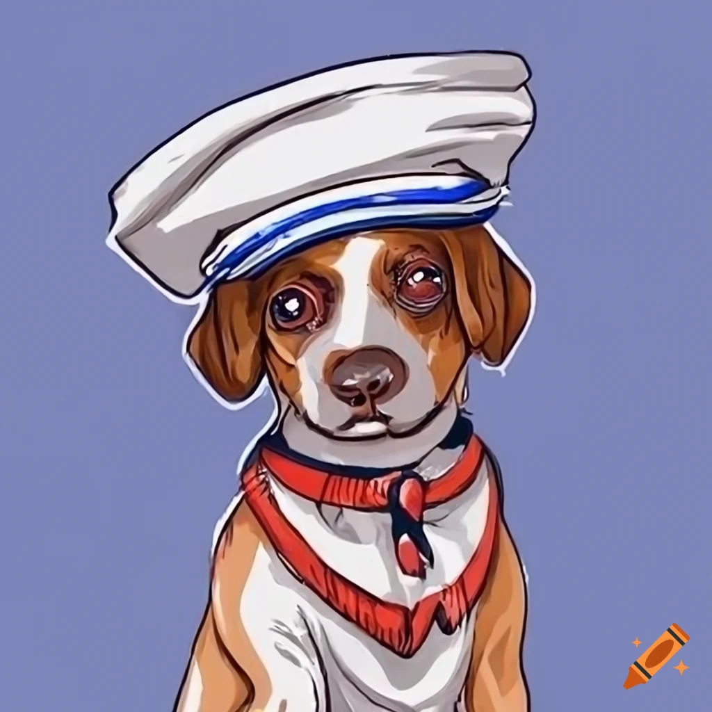 Dog wearing a sailor hat