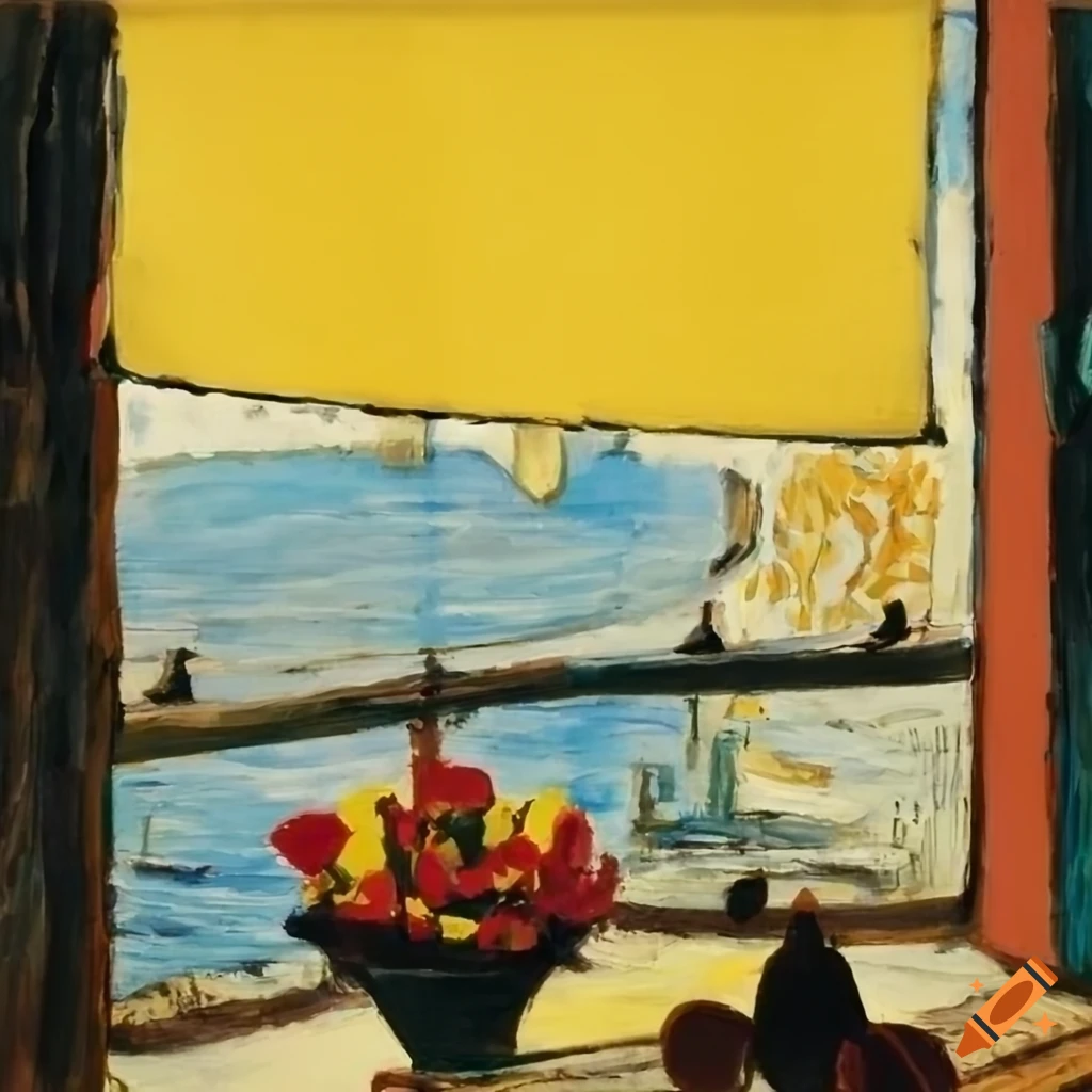 View through a window with flowers on Craiyon