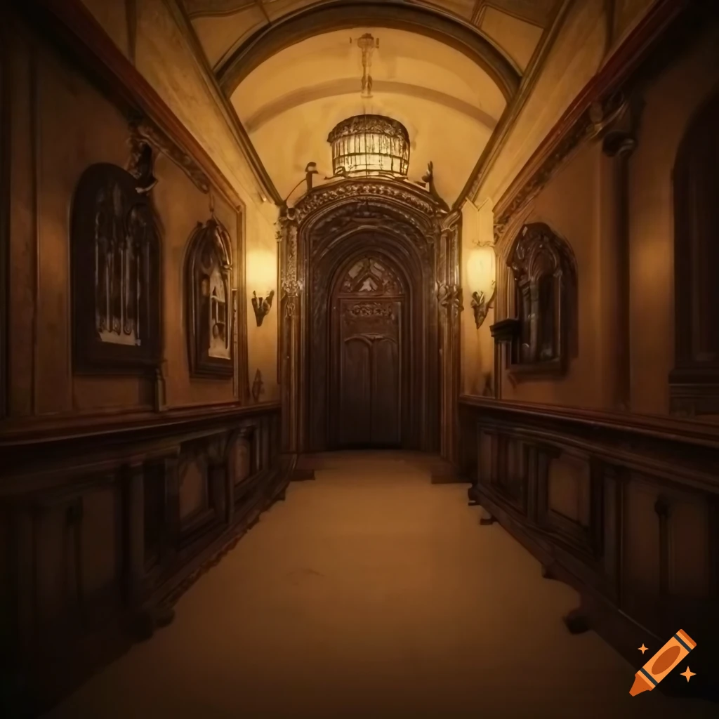 vintage hall in a 19th century mansion