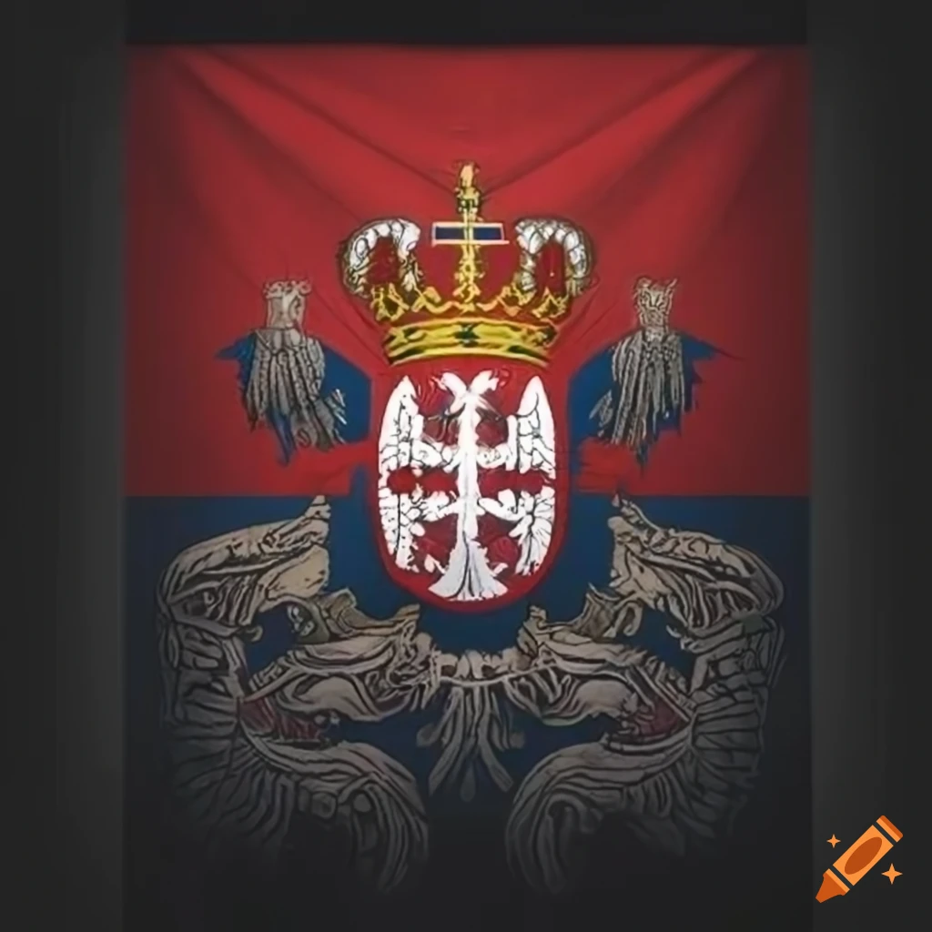 Dark serbian empire flag with orthodox cross