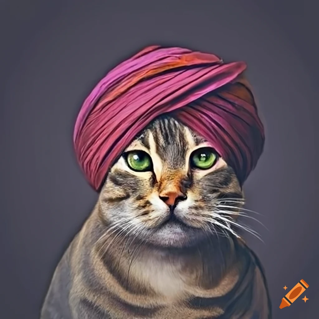 Cat wearing a sikh turban on Craiyon