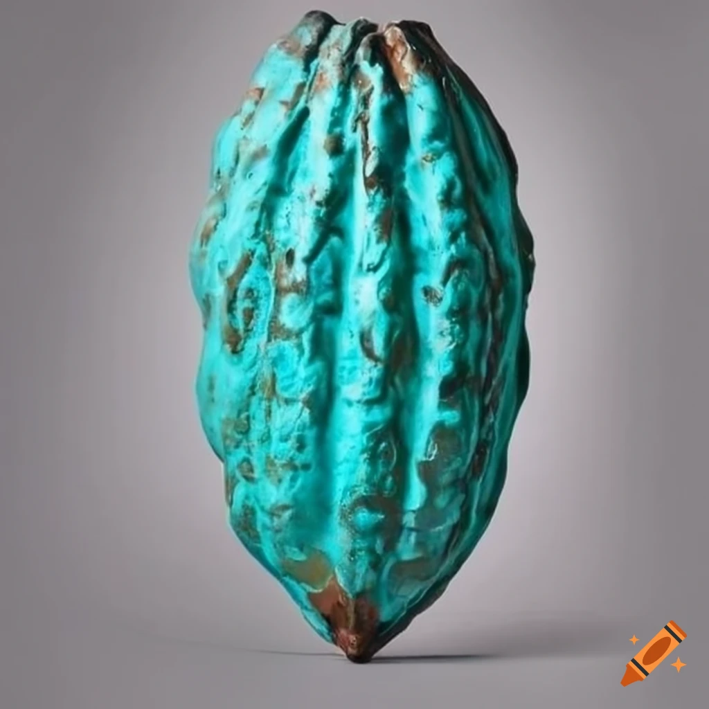 Long turquoise cacao pod