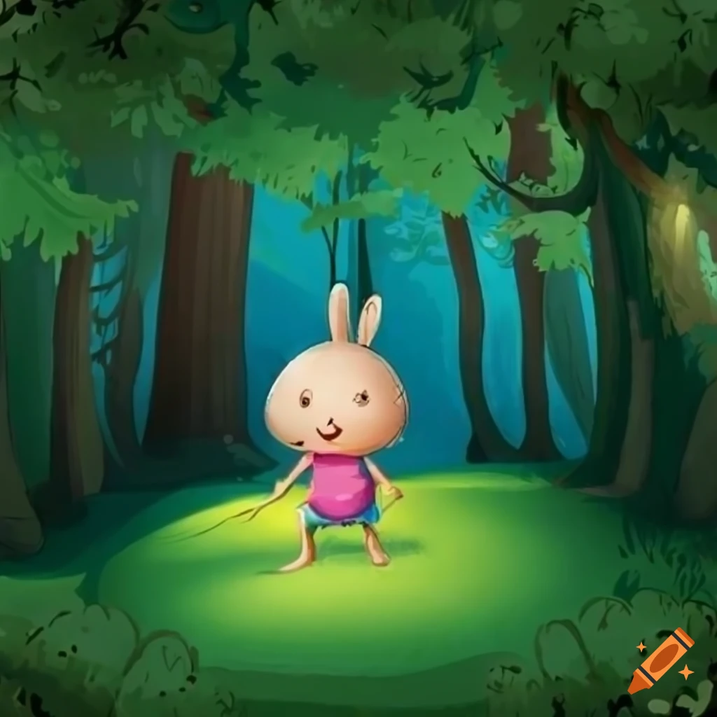 Illustration of a rabbit in the forest