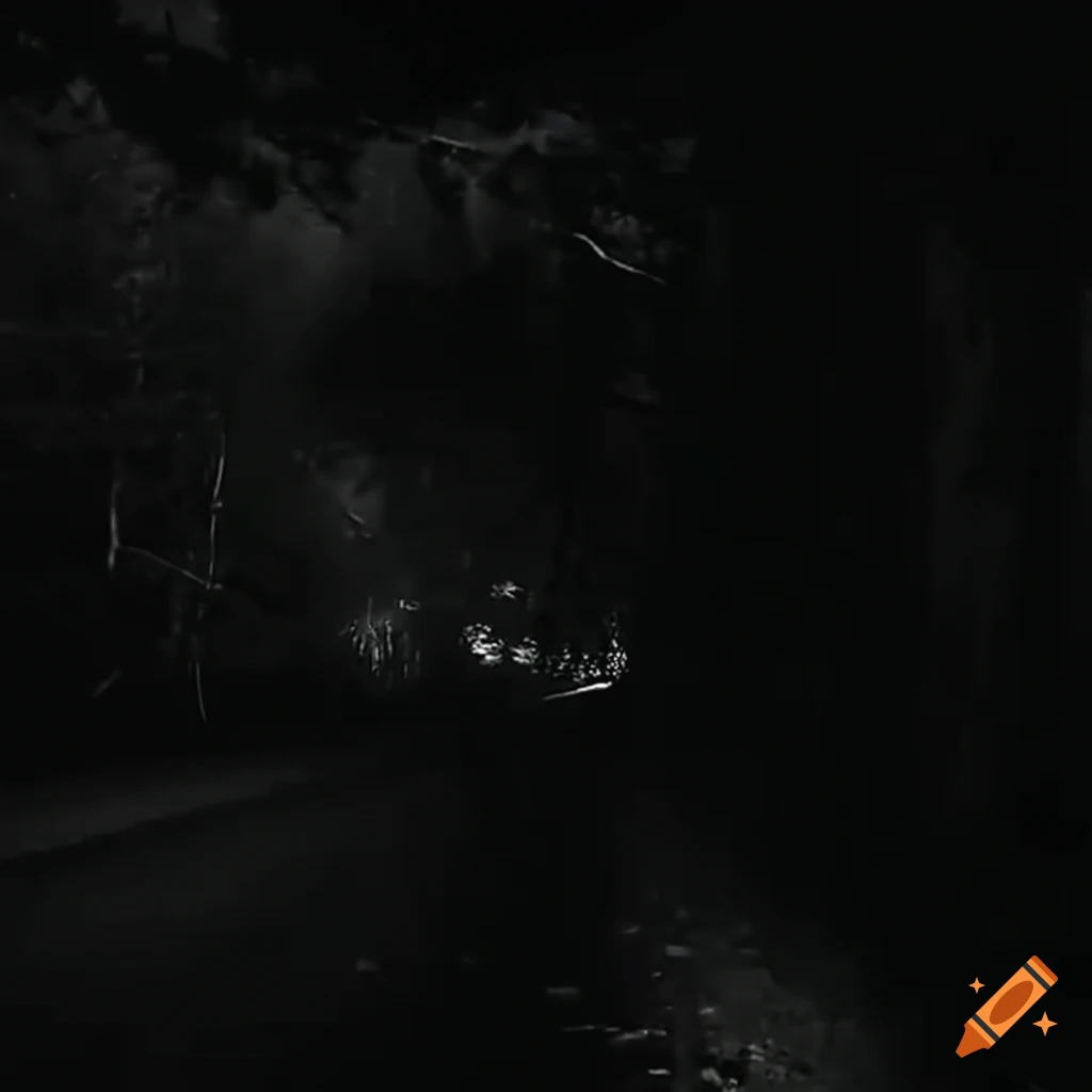 Black and white night vision trailcam footage anomaly on Craiyon