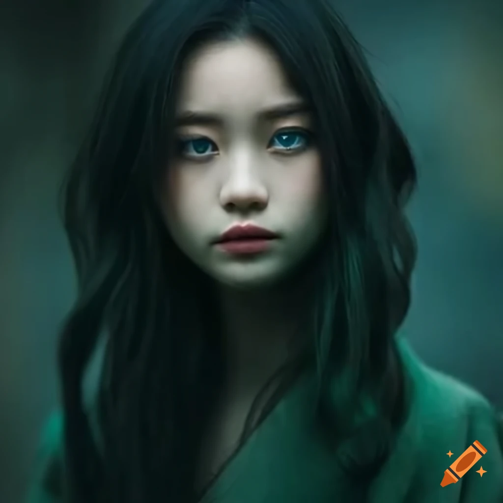photo of a Japanese-British girl with unique eyes and modern style