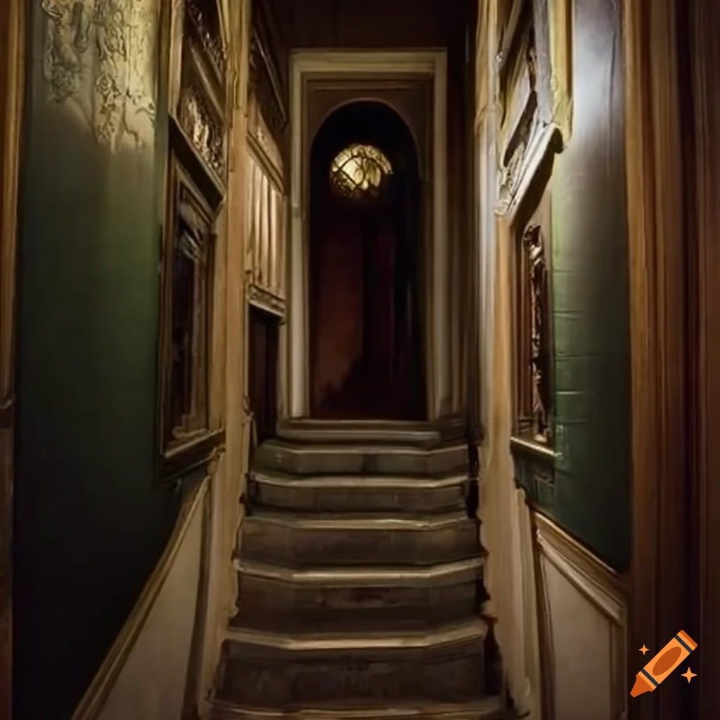 eerie hallway in a Victorian mansion