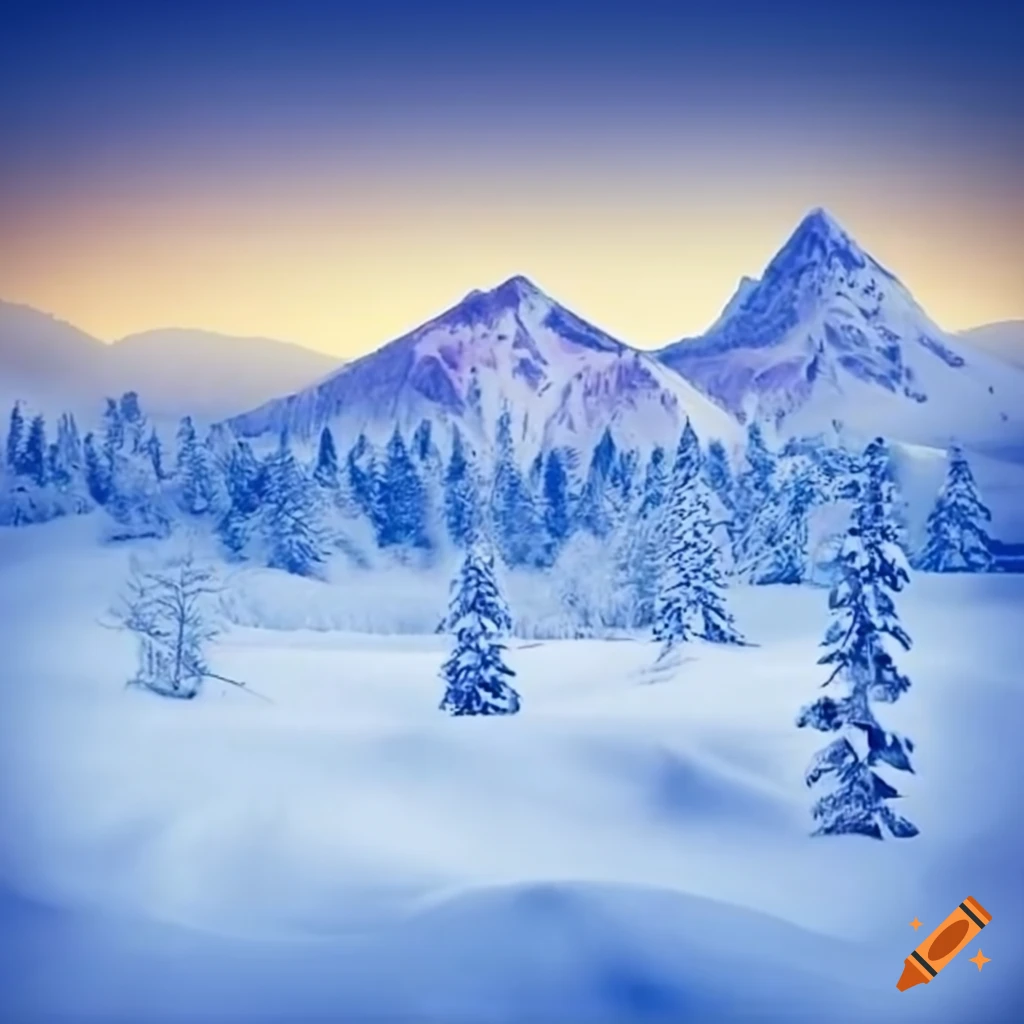 winter landscape with snowy mountains