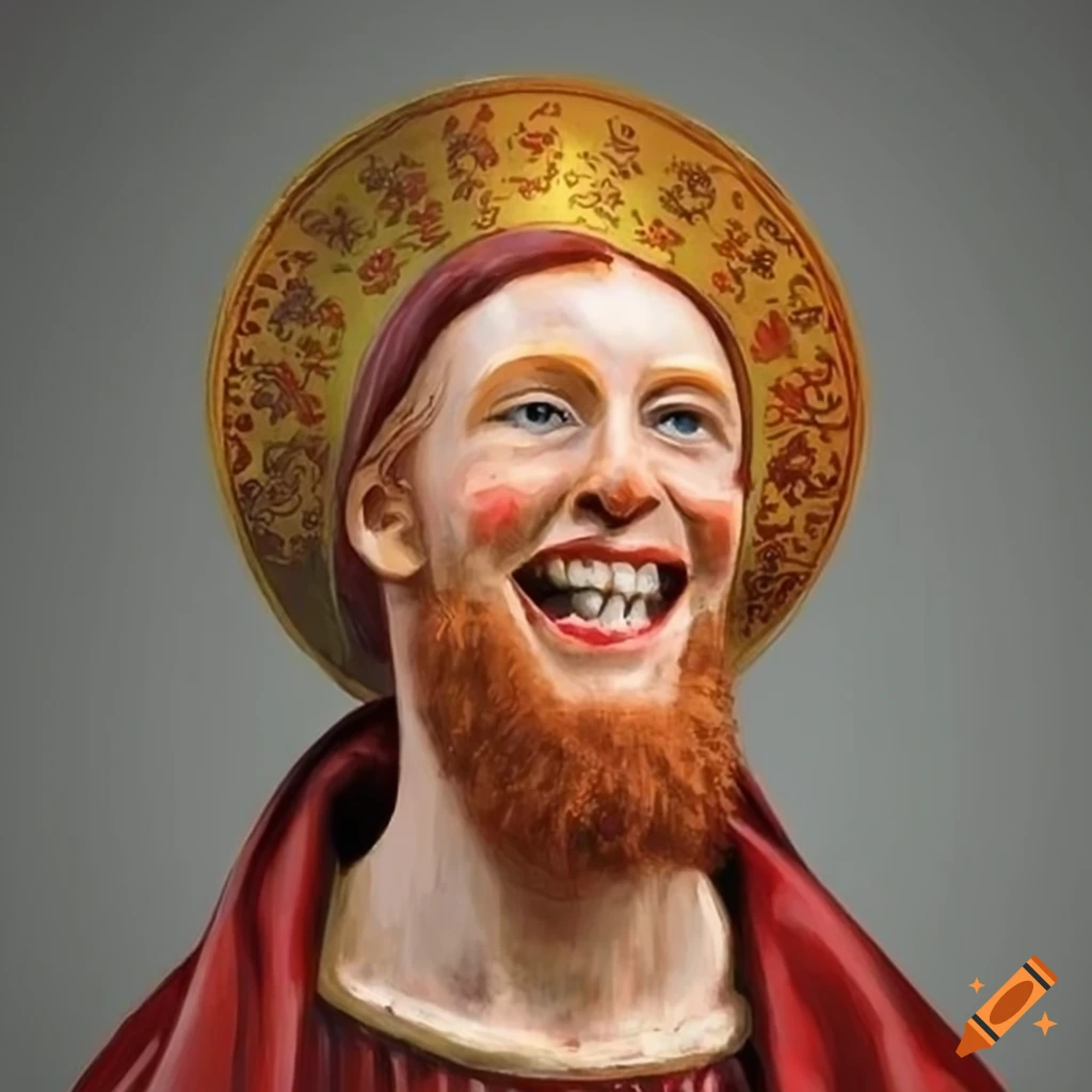 Portrait of a cheerful redheaded catholic saint on Craiyon