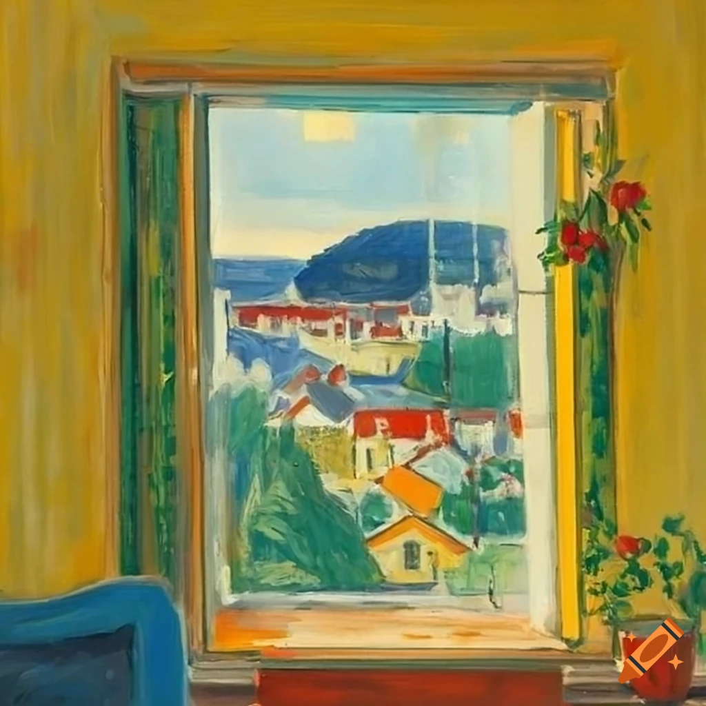 View of a room with flowers in front of a window on Craiyon